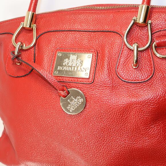 Rowallan of Scotland Red Pebbled Leather Satchel Tote w/ Crossbody Strap - Picture 6 of 7